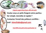 Offre de prêt d'argent entre particulier sérieux fiable rapide honnête en