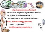 (pierrebosio3@gmail.com)  offre de prêt d’argent entre particulier rapide