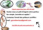 France ,Offre de pret entre particulier sérieux et rapide.fr.France   In